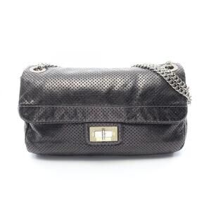 Chanel 2.55 Perforated Combination Hardware Shoulder Bag Handbag Leather Wome...